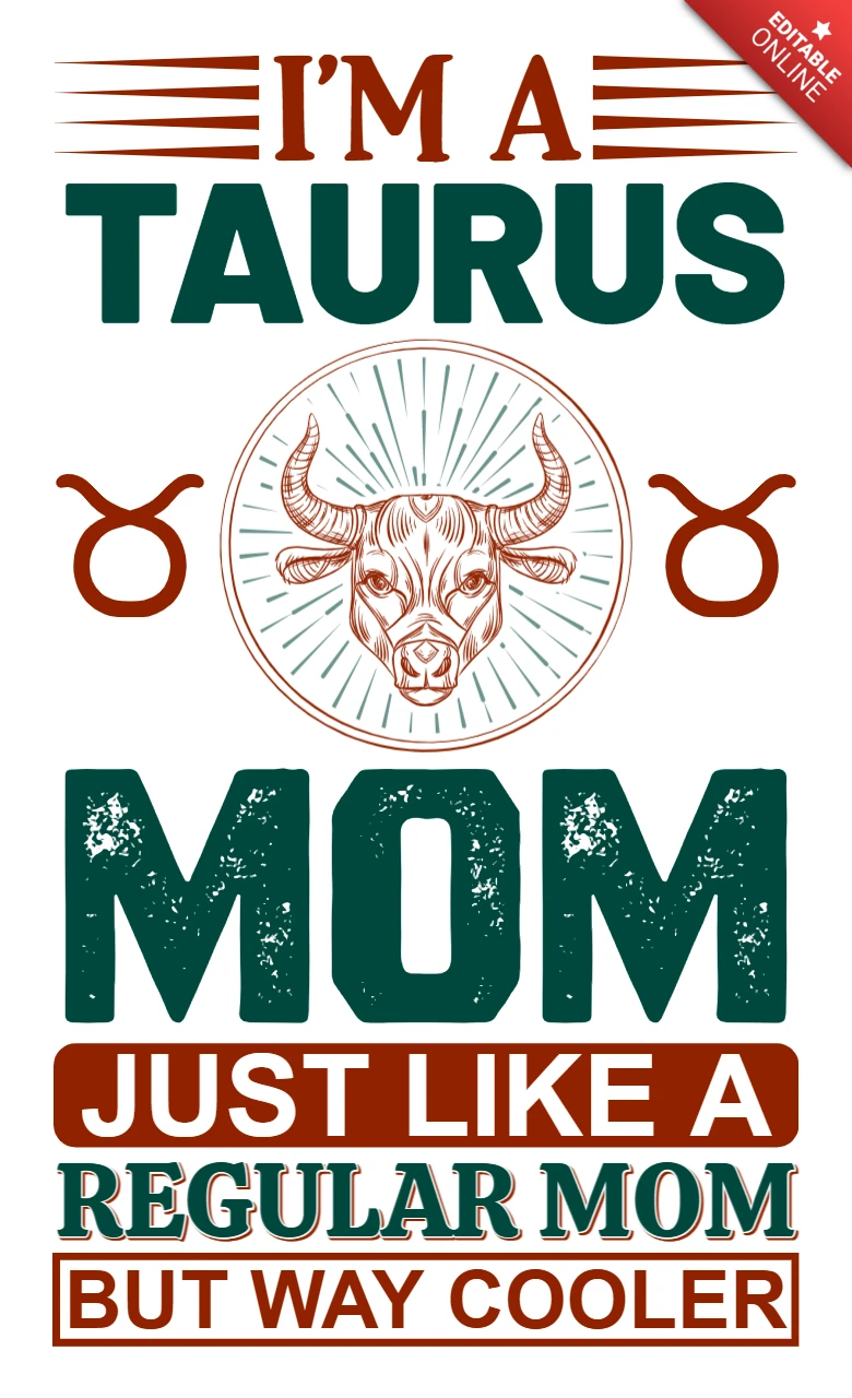 Modèle de design rétro pour maman Taureau - graphique modifiable amusant et élégant