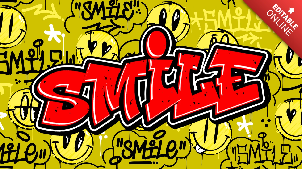 Urbane Graffiti-Smile-Designvorlage für jugendliche Streetwear und Accessoires
