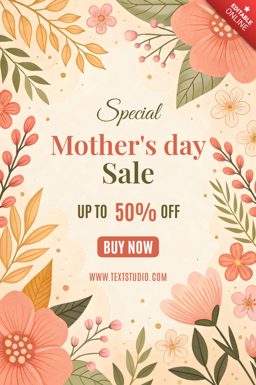 Floral Mother's Day Sale Template Design - Editable Promotional Graphic