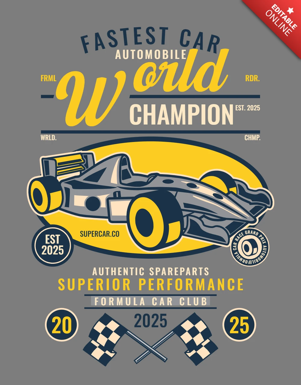 Fastest Car World Championship T-shirt Design Template
