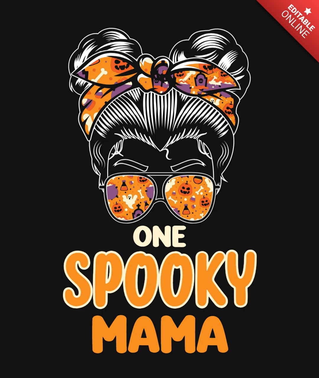 Um modelo de design de camiseta de halloween da spooky mama