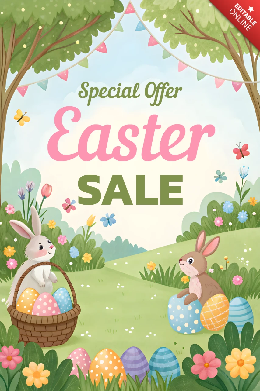 Modèle de conception de vente de Pâques fantaisiste pour les promotions saisonnières