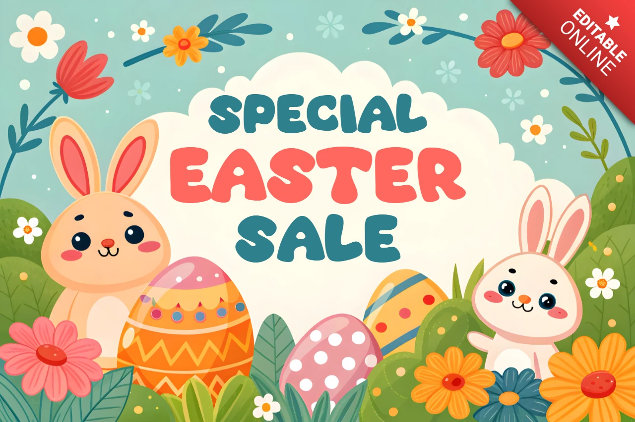 Whimsical Easter Sale Design Template for Festive Promotions