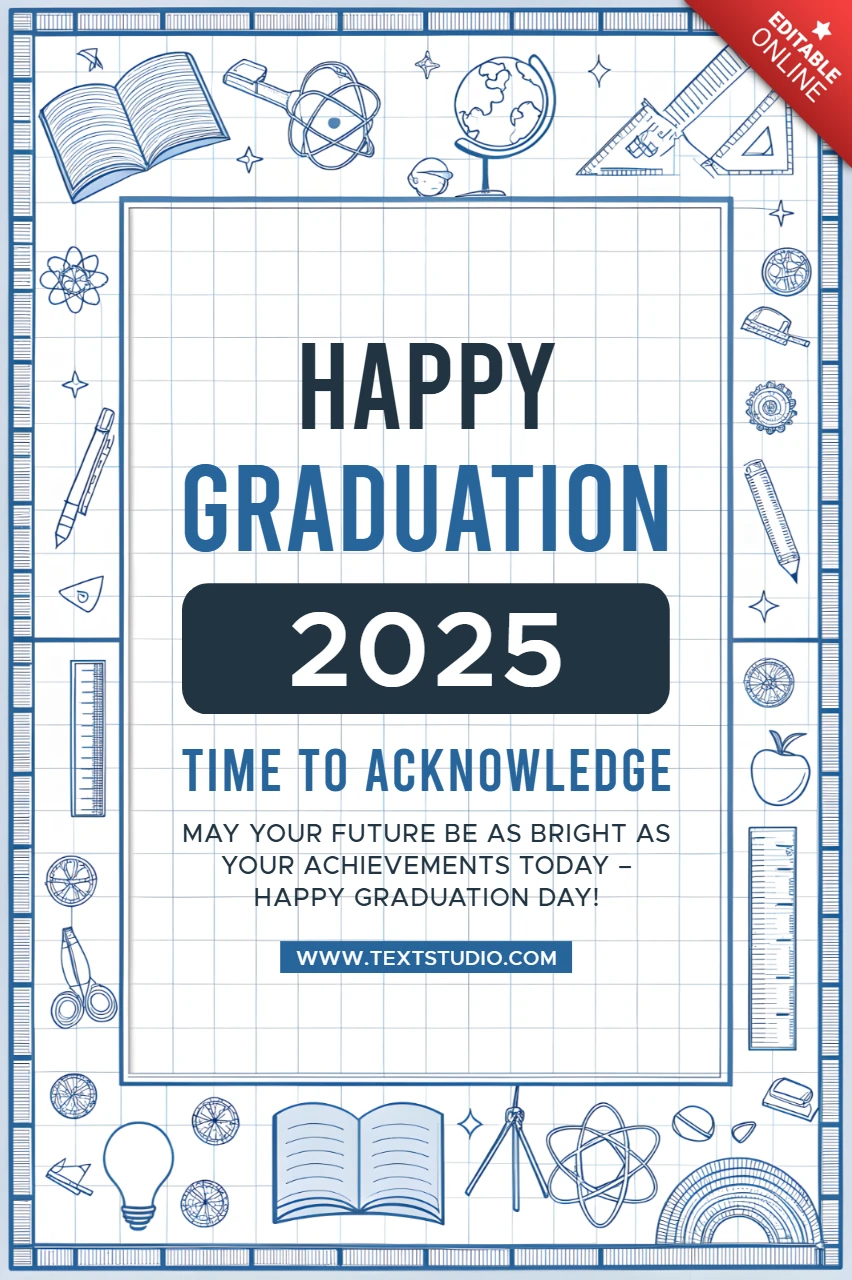 Plantilla editable de celebración de graduación - diseño artístico escolar para 2025
