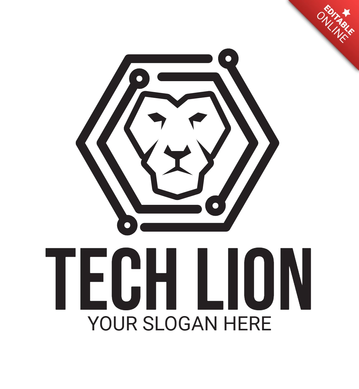 Tech Löwe Kopf Logo Design Vorlage
