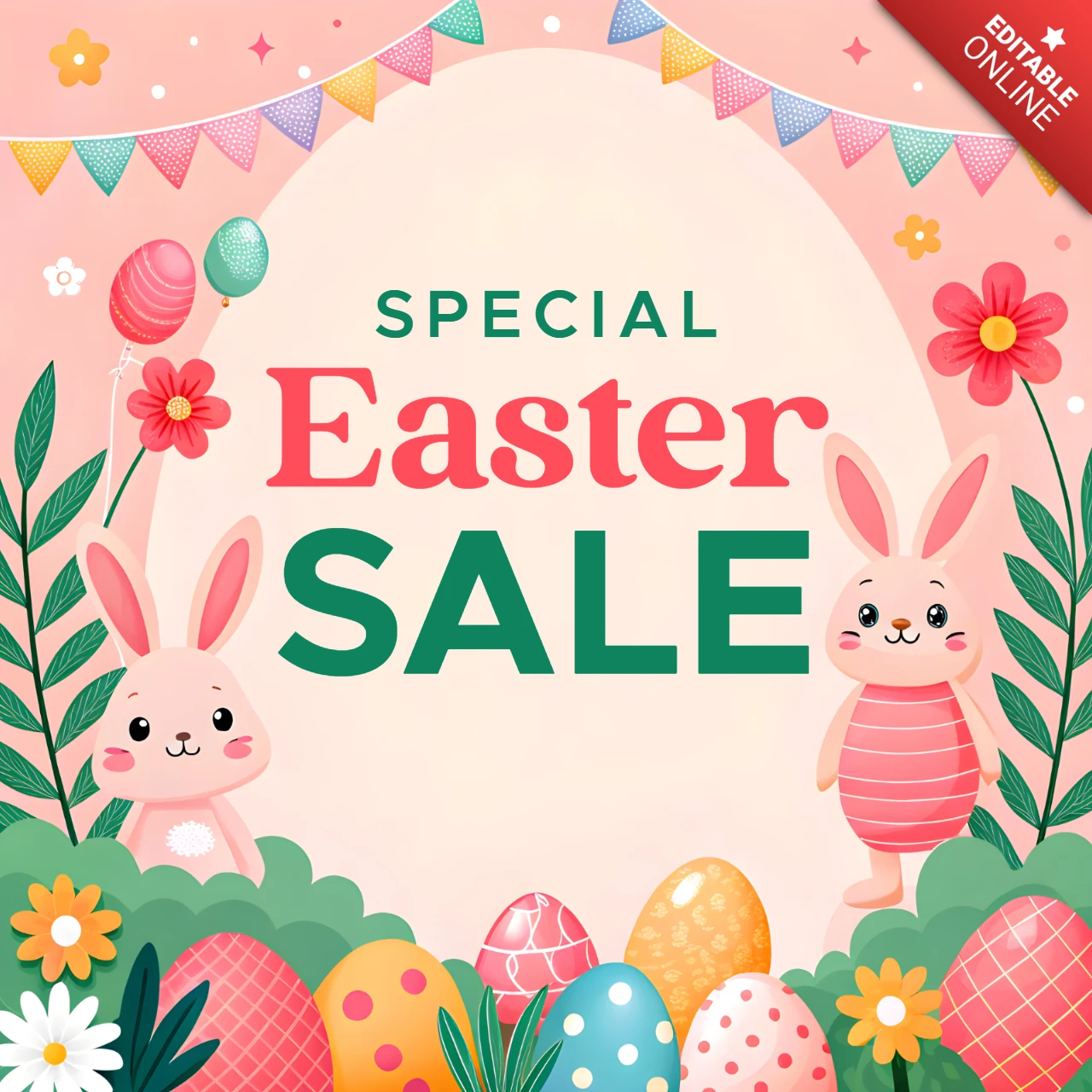 Modèle de conception de vente de Pâques colorée pour les promotions festives