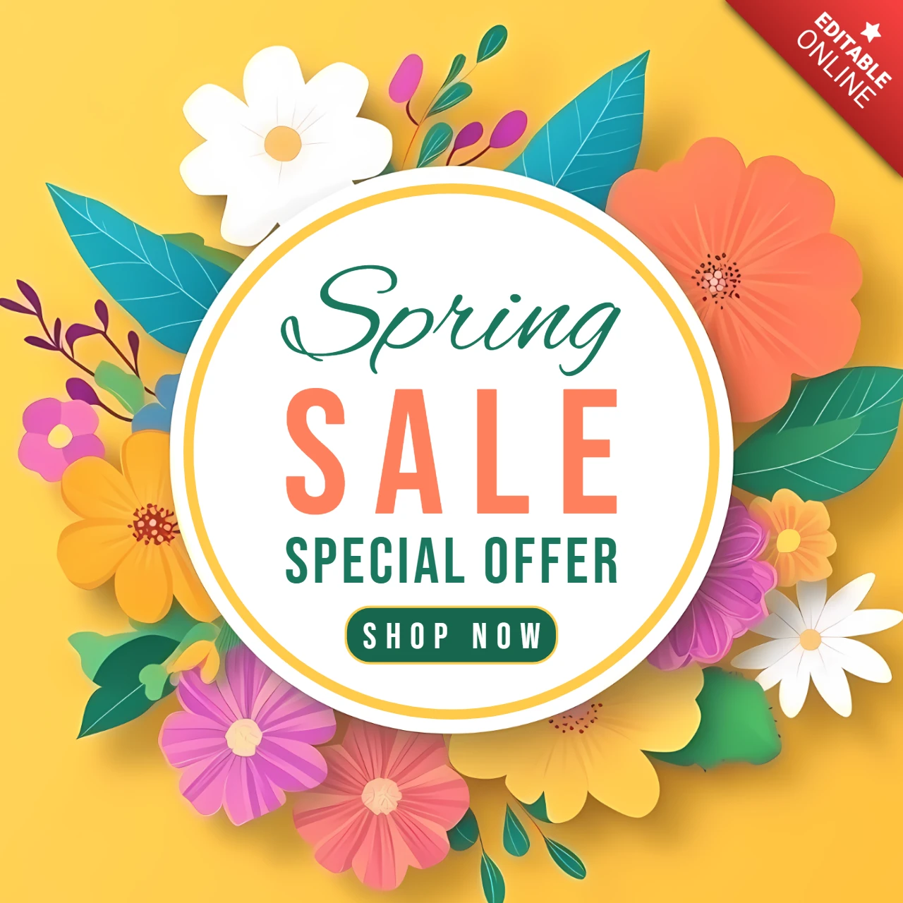 Modèle de conception pour les ventes de printemps avec des éléments floraux pour les offres spéciales