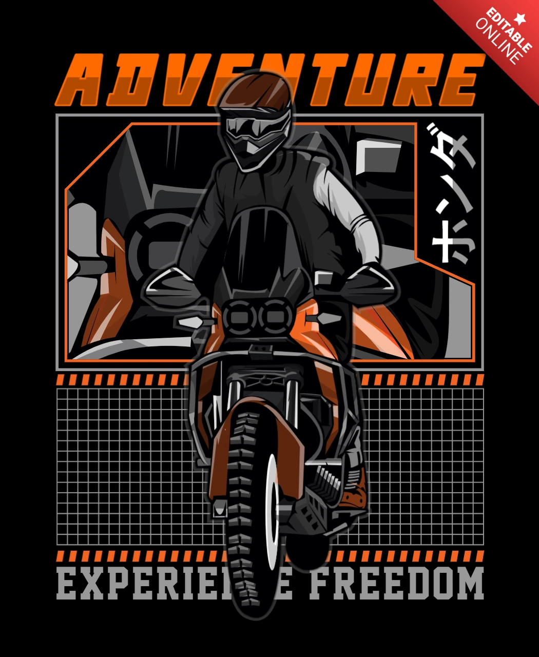 Man rijden fiets avontuur t-shirt ontwerpsjabloon