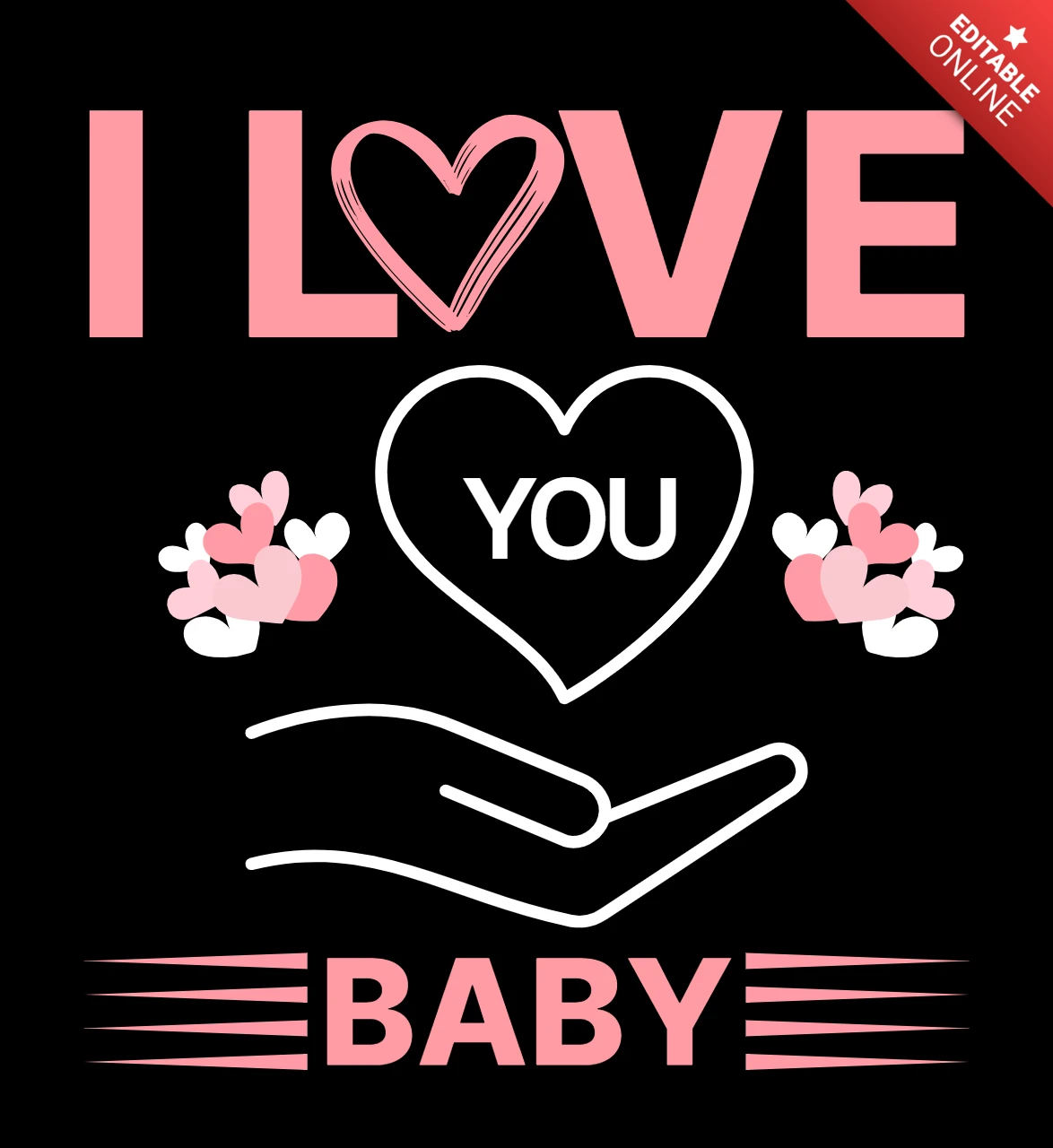 Love you baby 手描きデザインテンプレート（ロマンチックな日のために
