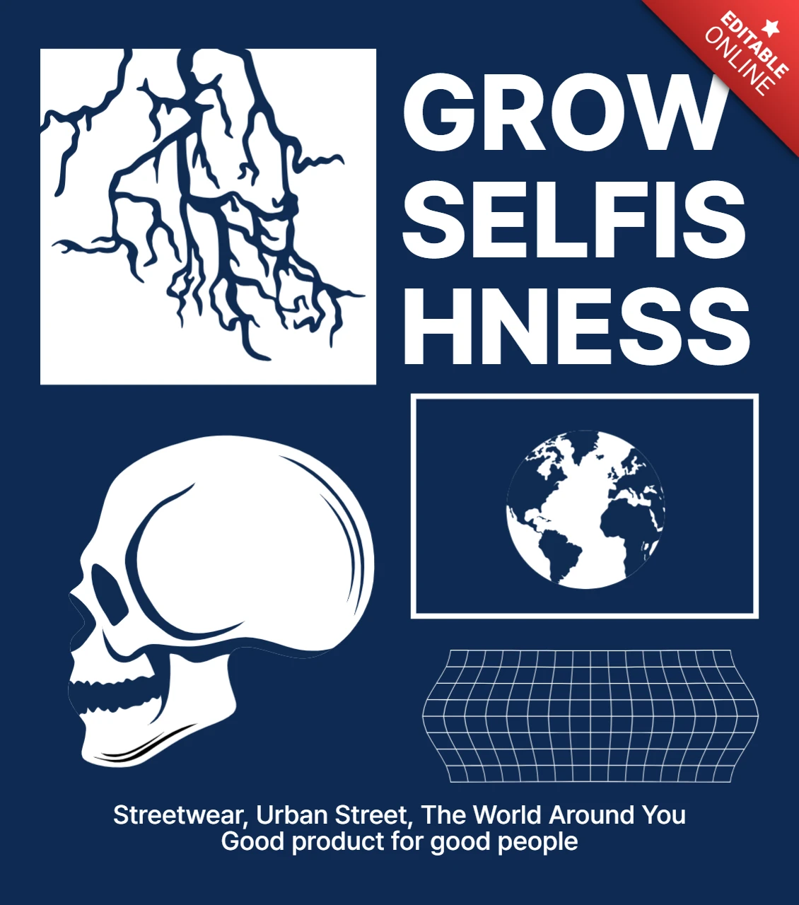 Urban Streetwear Graphic Template Featuring Skull and Earth Design