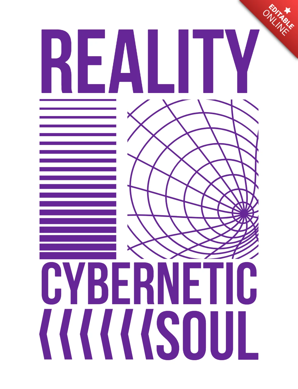 Design de camiseta com gráfico de alma cibernética da realidade com grade abstrata em forma de vórtice