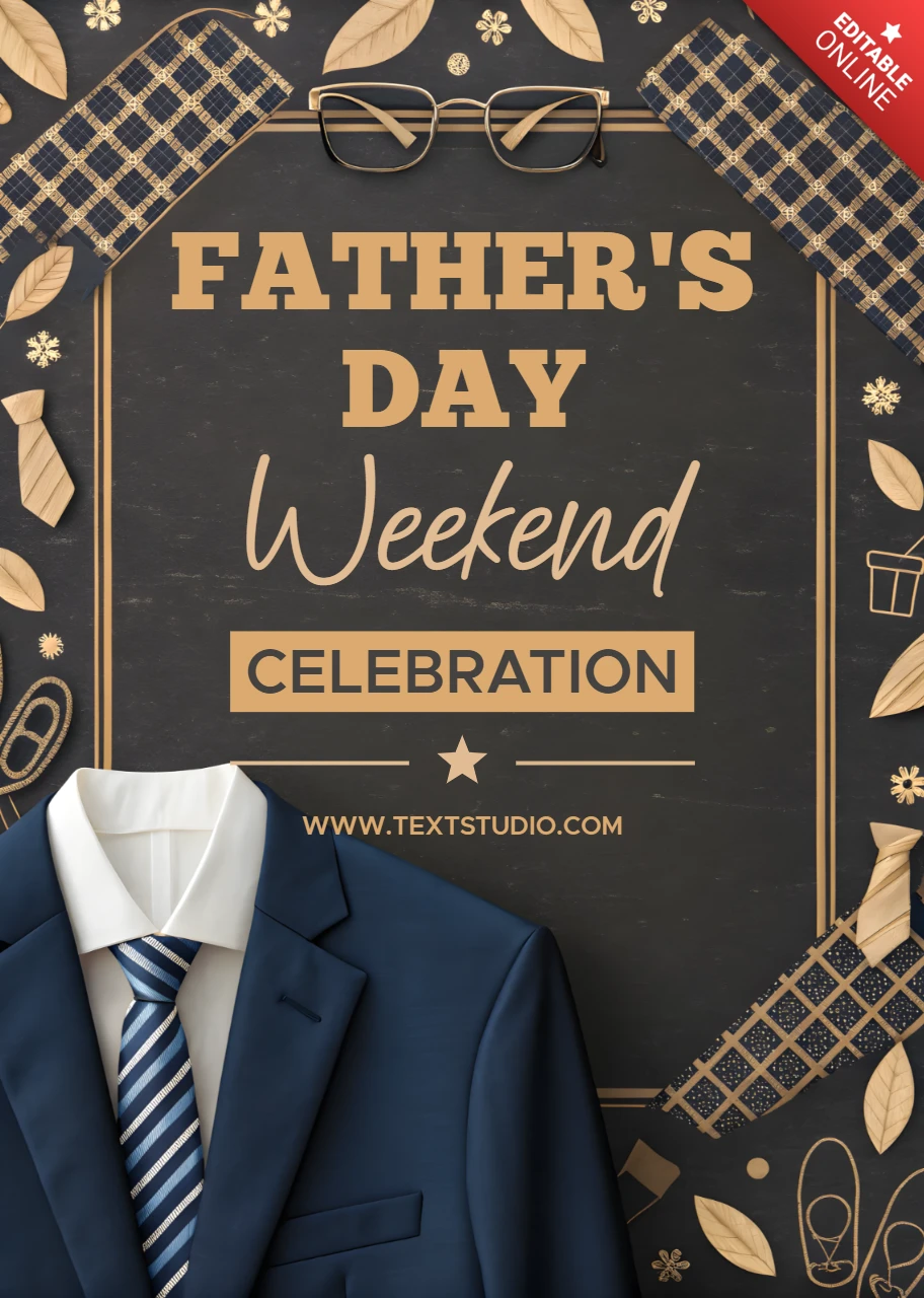 Plantilla de celebración del Día del Padre con diseño de traje y estilo elegante.