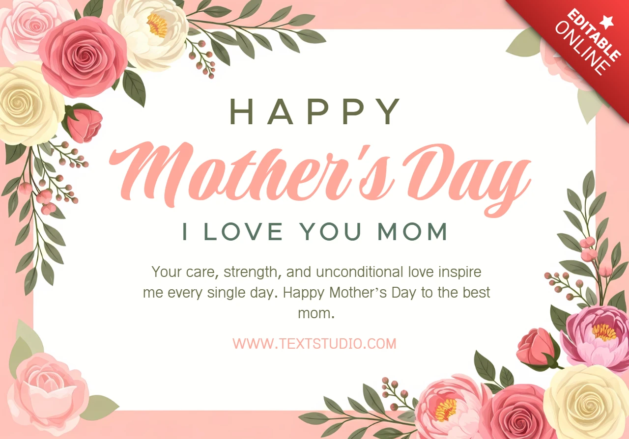 Elegant Rose Border Mother’s Day Greeting Card Design Template