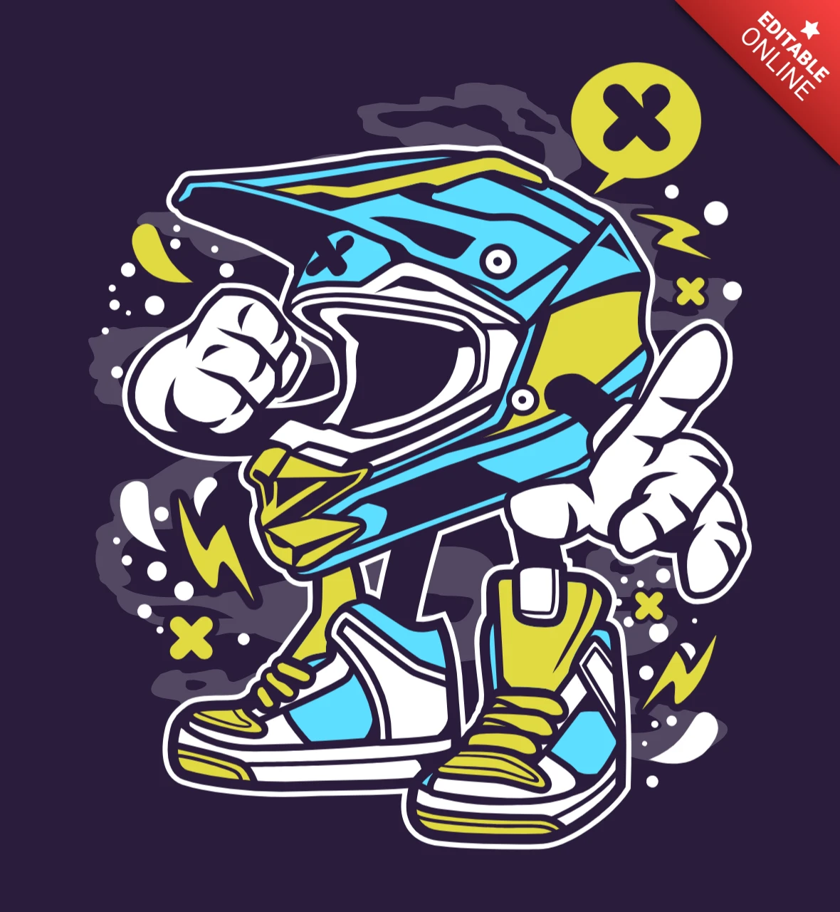 Modèle de t-shirt avec personnage de bande dessinée Motocrosser