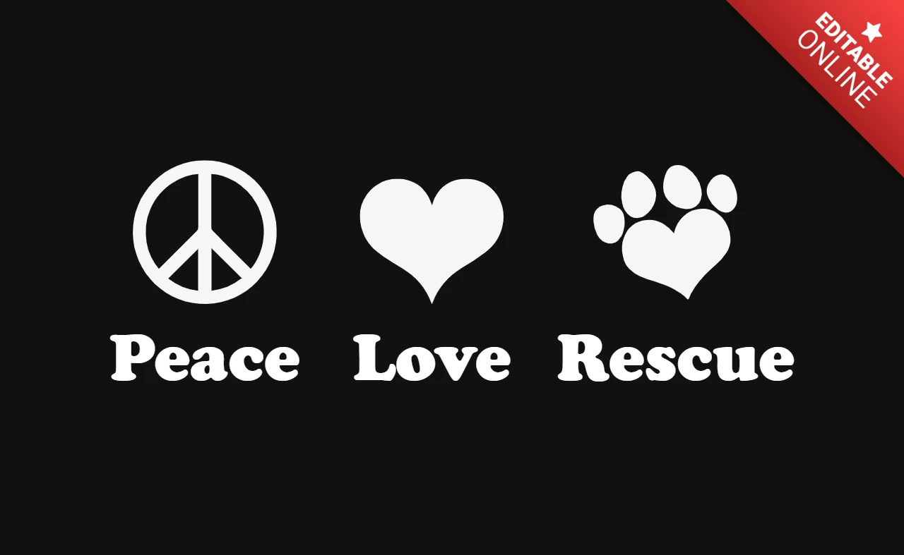 Peace love rescue pets pata plantilla de diseño de camiseta