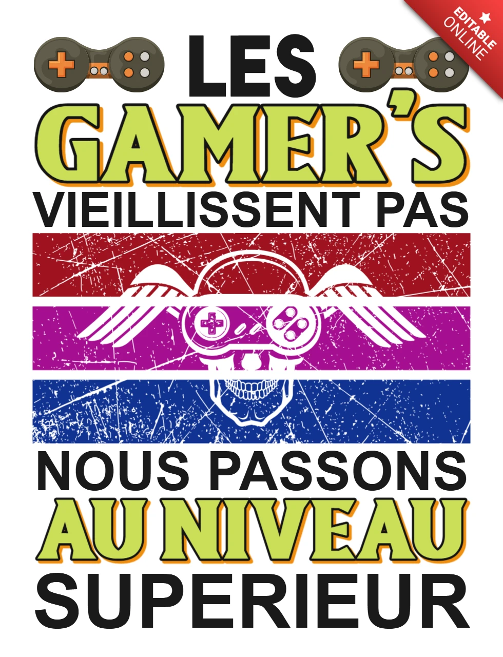 Les gamer's viellissent pas t-shirt design vorlage