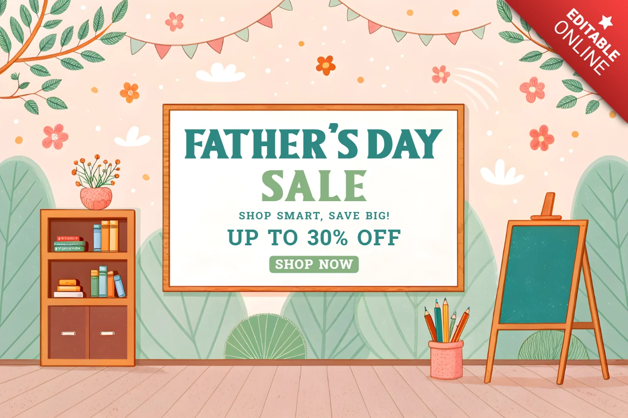 Plantilla de diseño de venta caprichosa para el Día del Padre: gráfico promocional editable para descuentos
