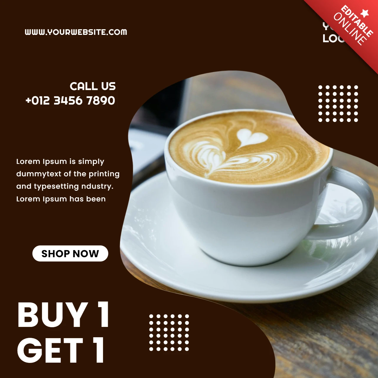 Acquista 1 e ricevi 1 caffè modello di progettazione post Instagram