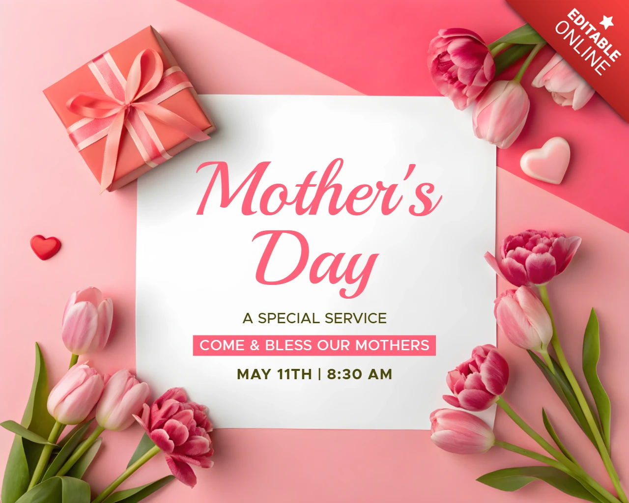 Mother's Day Celebration Template - Elegant Floral Design for Special Services