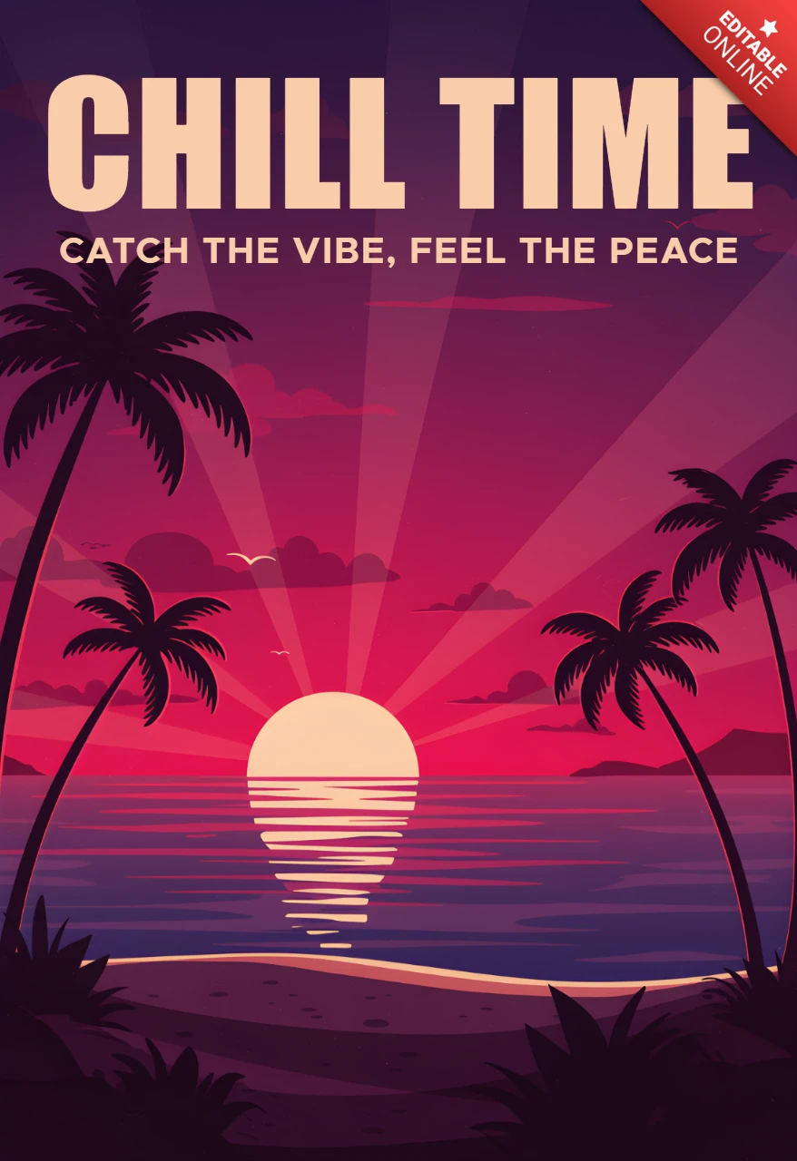Template de design para flyer relaxante com pôr do sol de tempo tranquilo