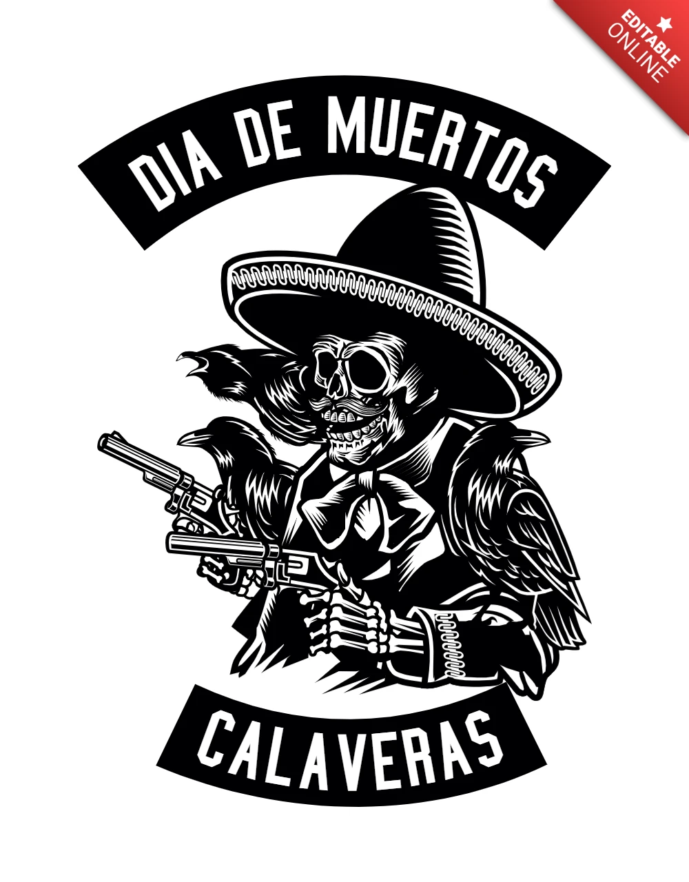 Modèle de conception de t-shirt Dia de muertos calaveras