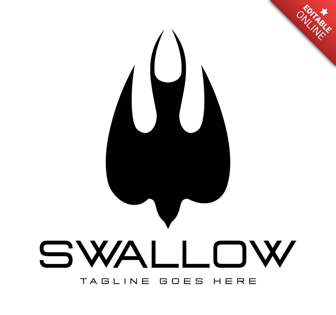 Black Swallow Logo Design Template