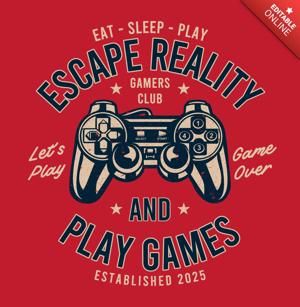 Modelo de design de camiseta para escapar da realidade e jogar jogos