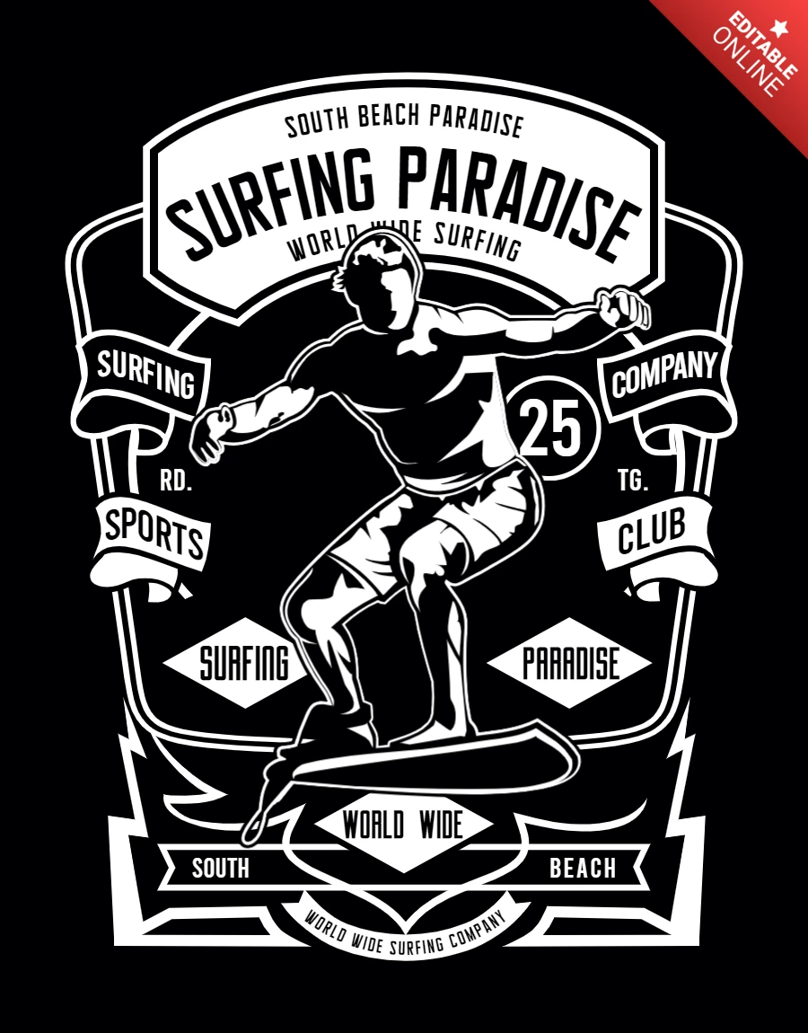 Surferparadies t-shirt design vorlage