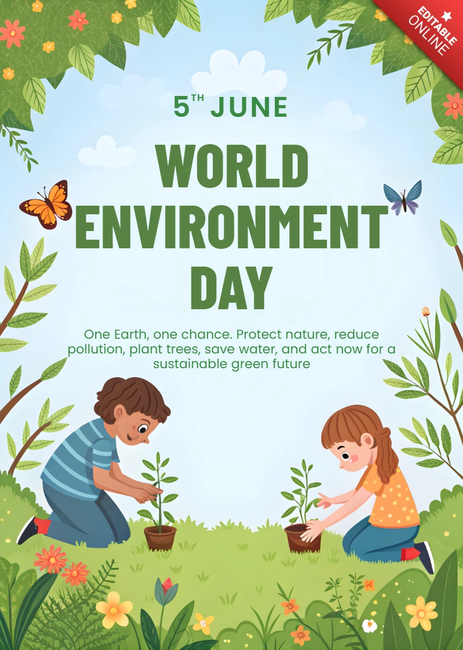 Modèle de conception de la journée mondiale de l'environnement écologique pour les enfants