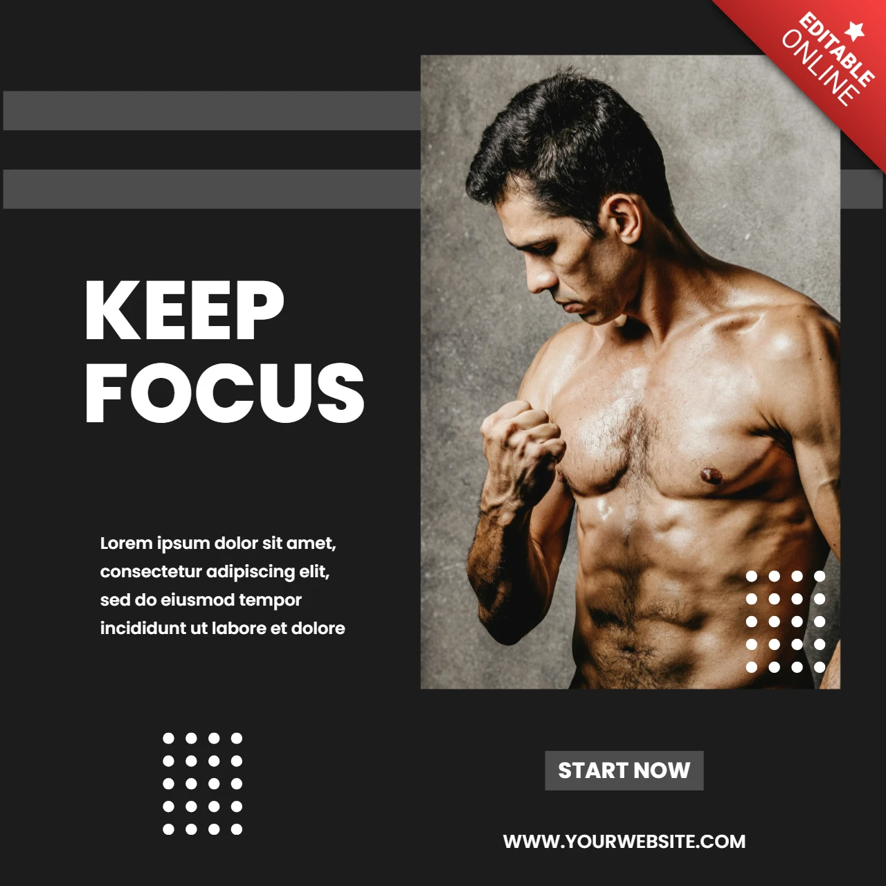 Keep Focus Gym Center Instagram Post Design Template