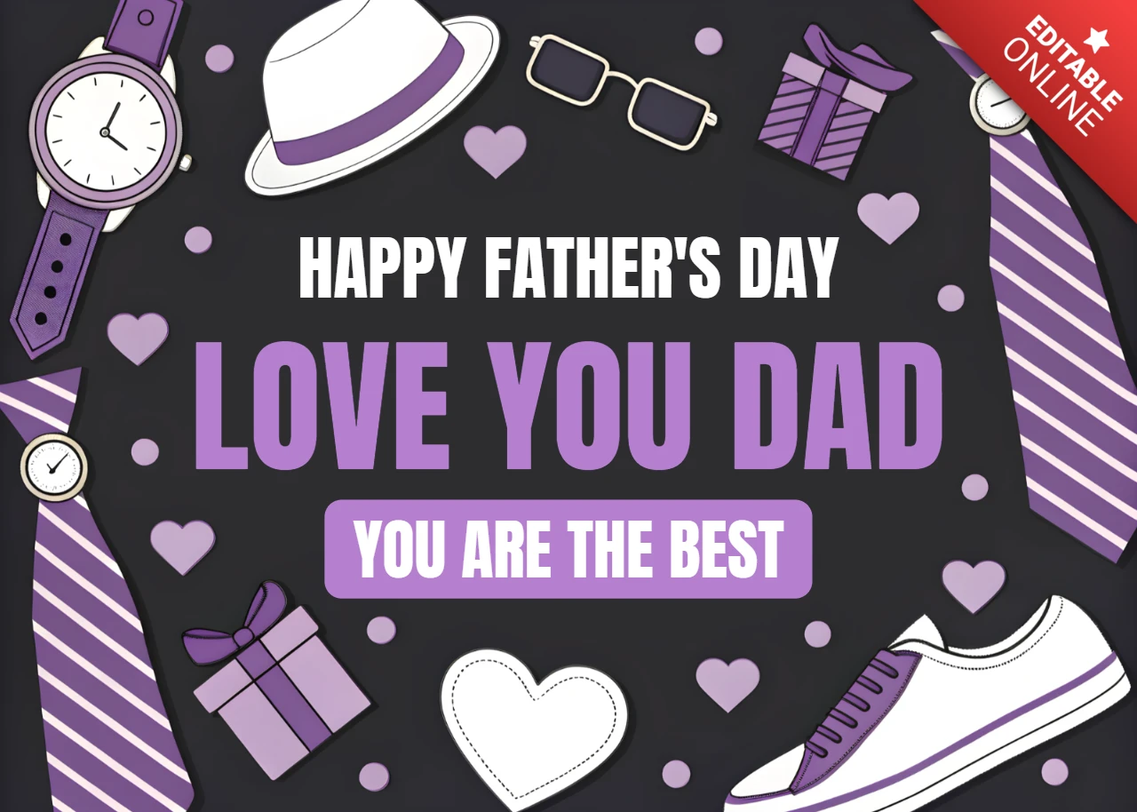 Father's Day Love You Dad Editable Template in Playful Graphic Style