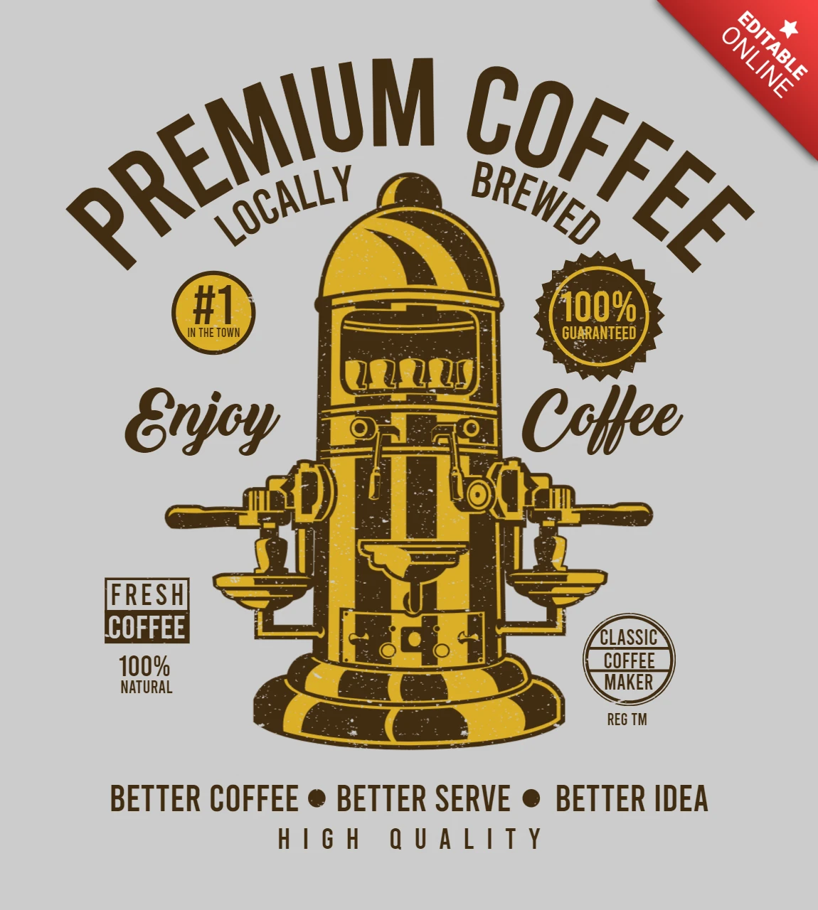 Modello di design per maglietta con caffettiera premium