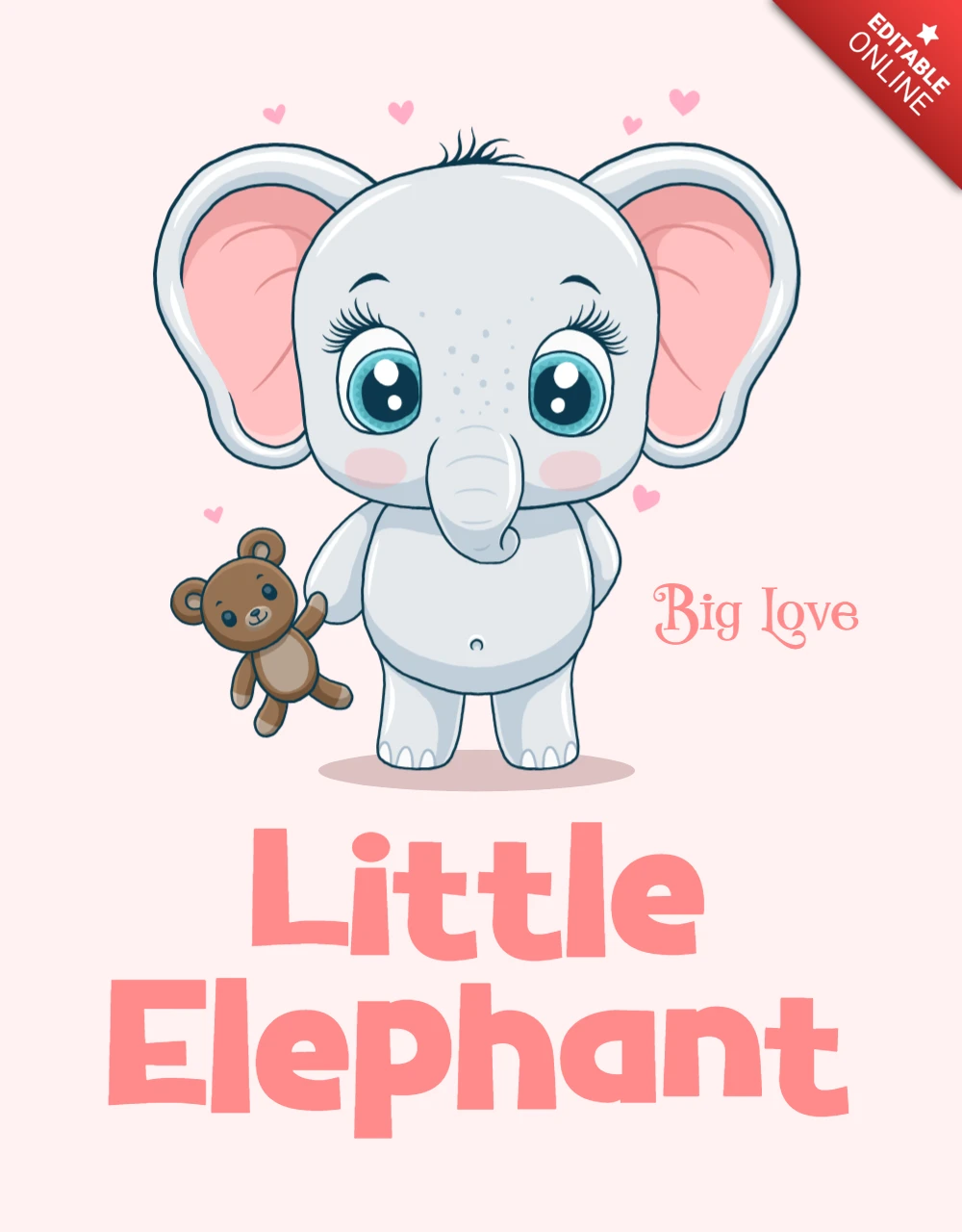 Modello di design di elefantino per simpatici prodotti per bambini