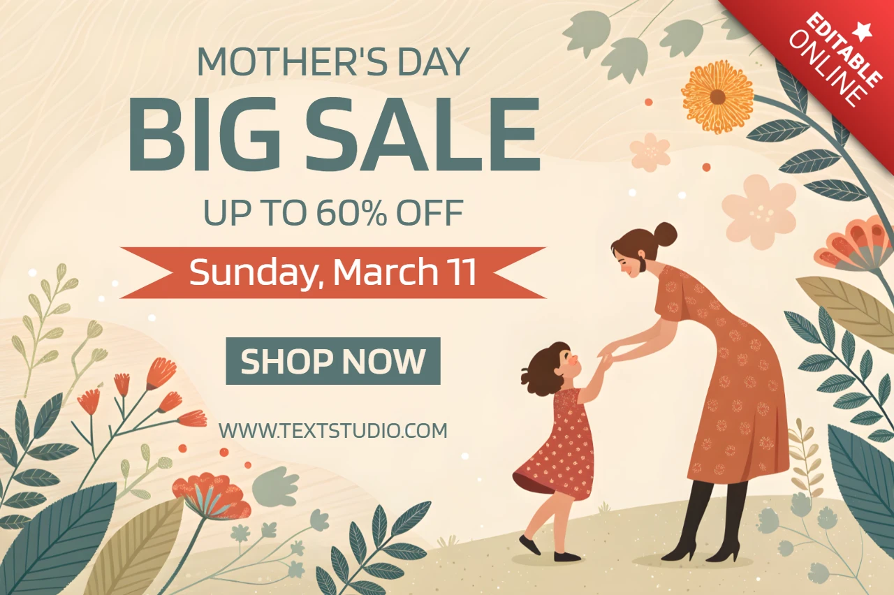 Modèle de conception pour les soldes de la fête des mères - illustration florale pour les promotions