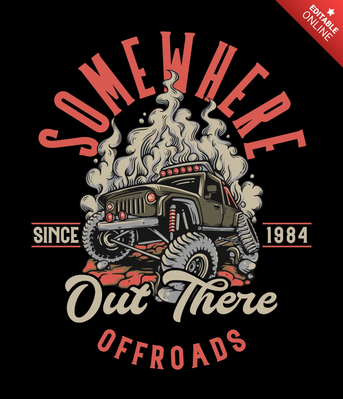 Diseño de camiseta del club offroads Somewhere out there