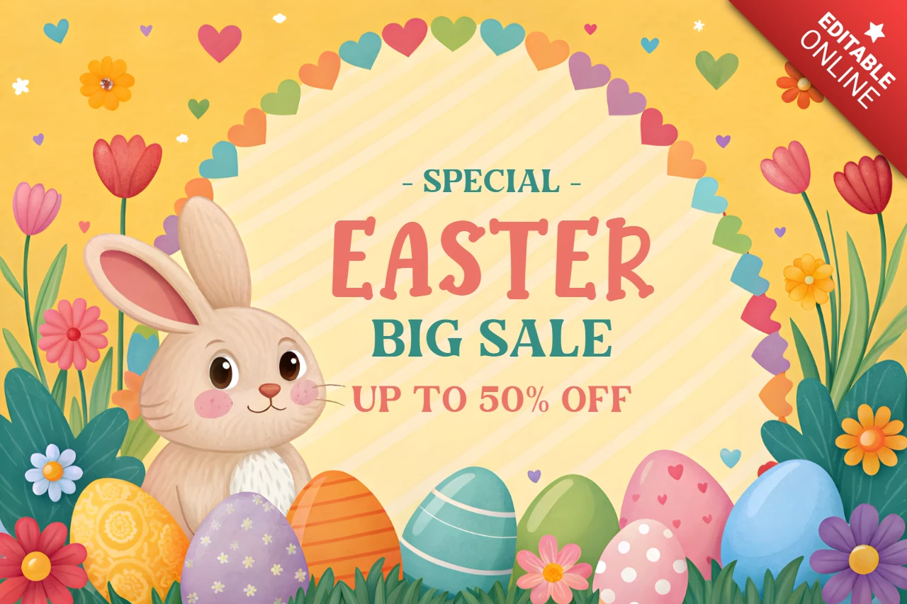 Bunte Ostern Verkauf Vorlage Design mit Hase und Eier