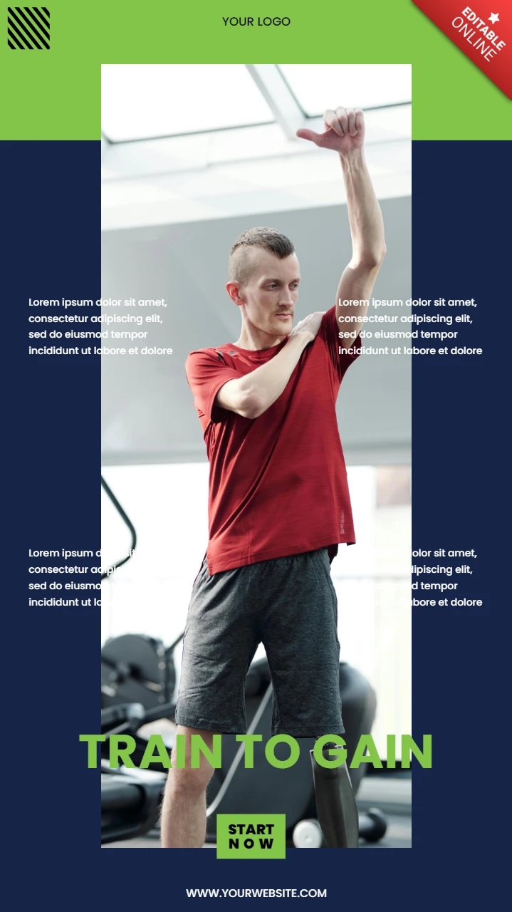Train To Gain Gym Instagram Story Post Design Template