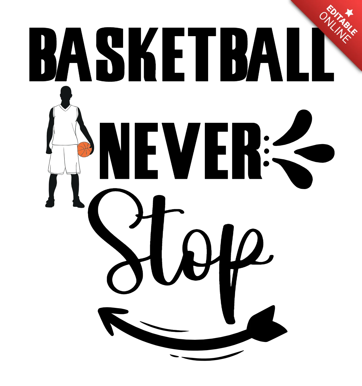 Basketball nie aufhören t-shirt design vorlage
