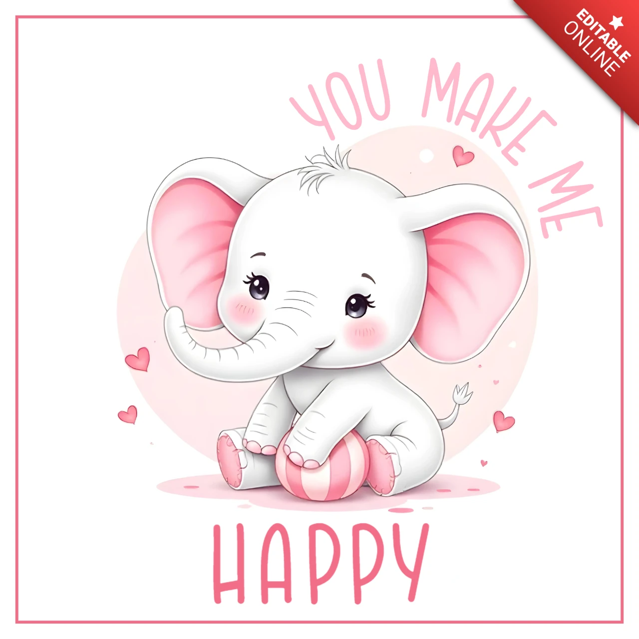 Niedlicher baby elefant cartoon grußkarte design vorlage