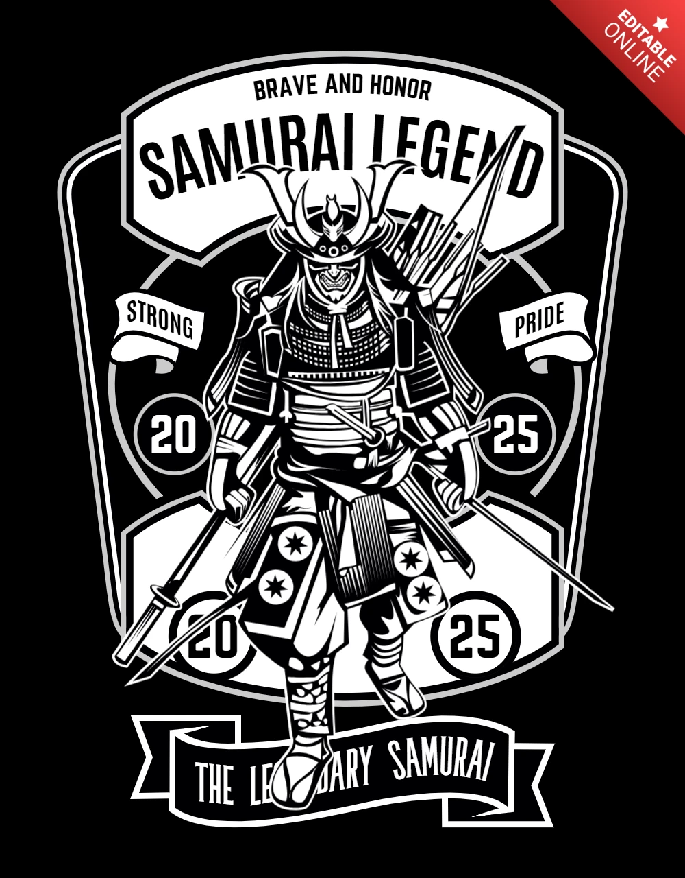 Samurai Legend T-Shirt Design Template
