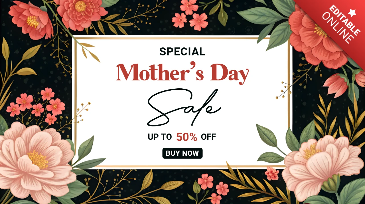 Elegant Floral Mother's Day Sale Template Design - Editable Promotion Banner