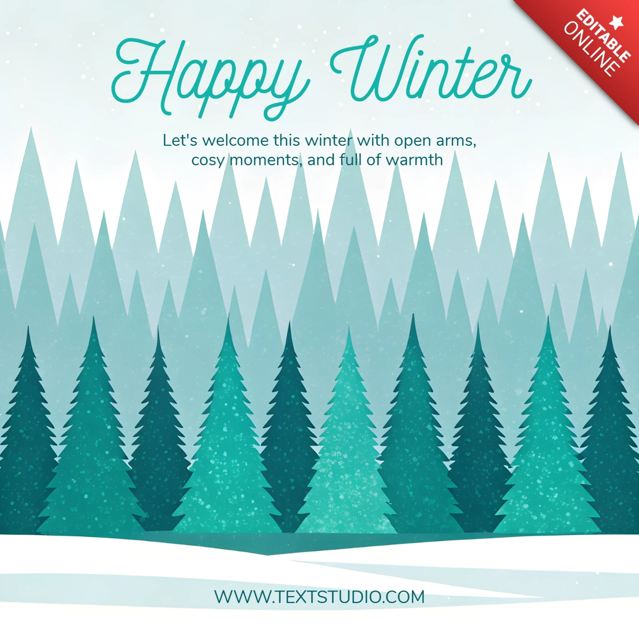 Winter Forest Design Template for Greeting Cards