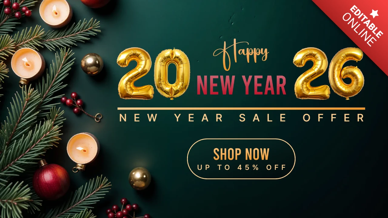 Christmas Festive Charm for 2026 New Year Sale Card Template