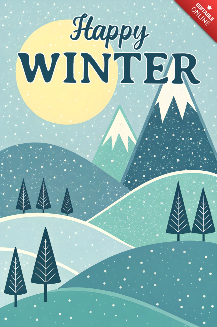 Winterlandschaftsdesignvorlage für Grußkarten