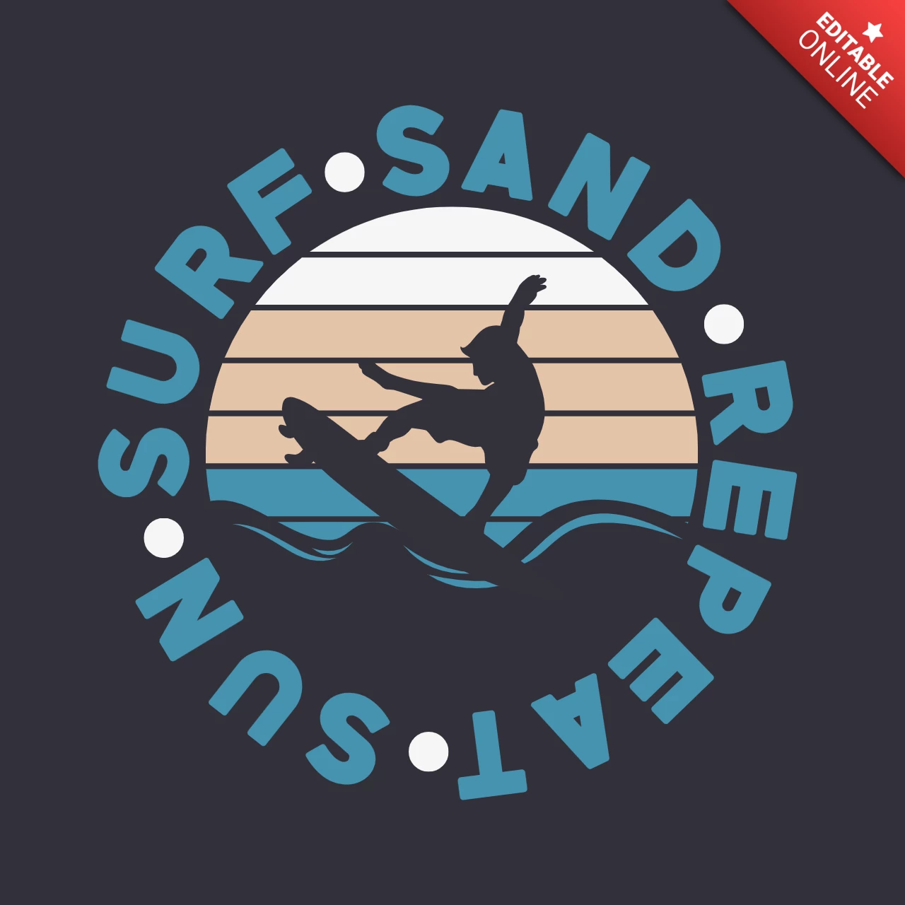 Retro Surfen Mann Logo Design Vorlage