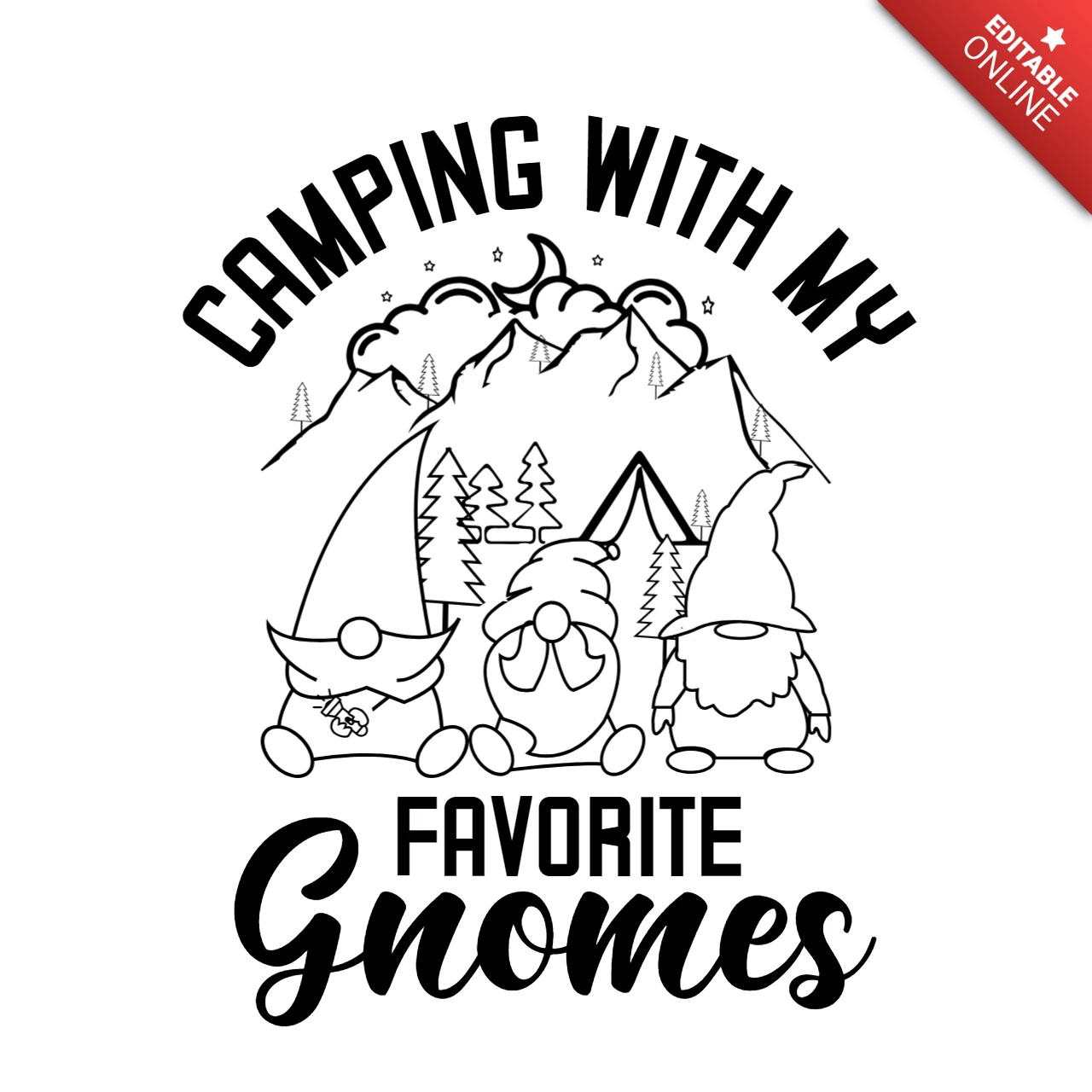 Camping mit meinem lieblingszwerg wandern t-shirt design vorlage