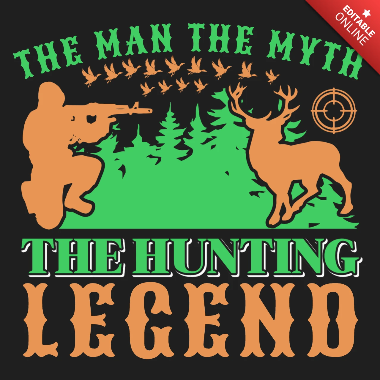 Vintage Hunting Legend Design Template for Outdoor Enthusiasts