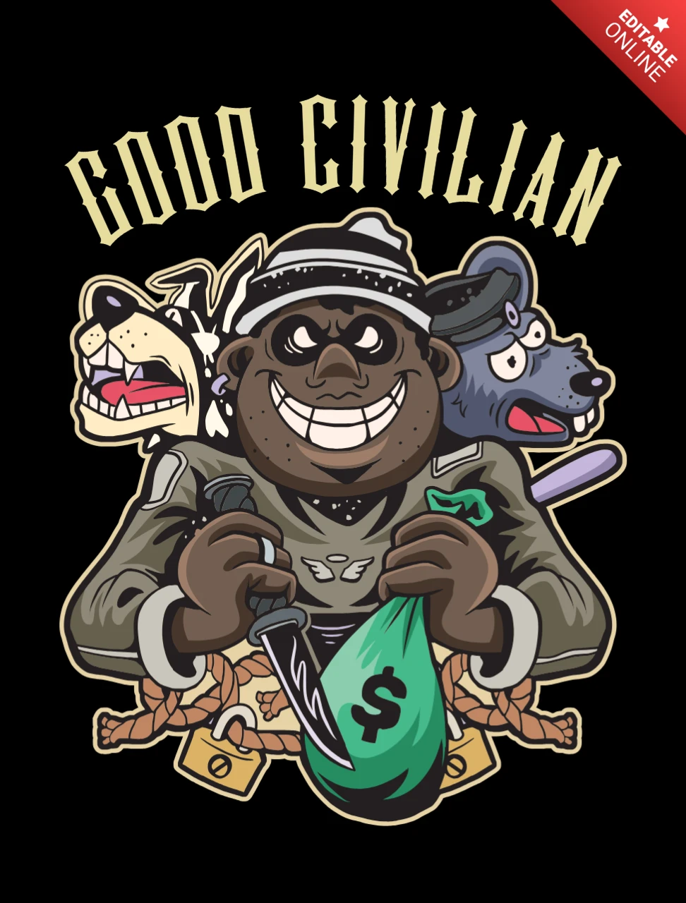Cartoon Style Good Civilian Design Template for T-Shirt Printing