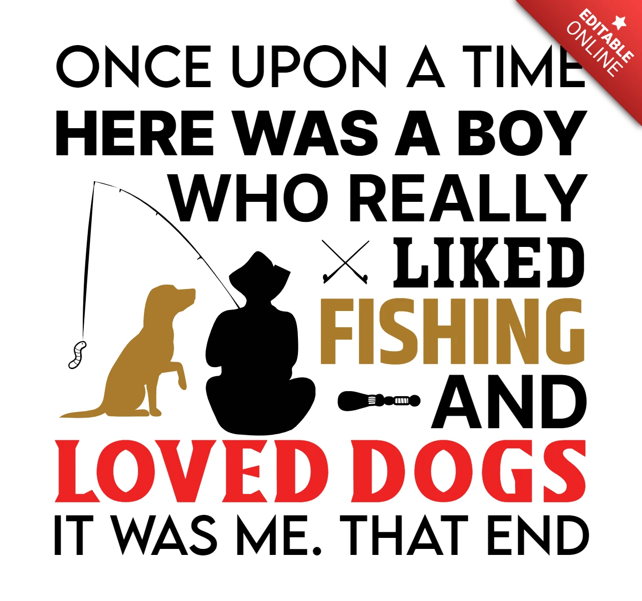 Modelo de design de camiseta de pesca com o cão amado