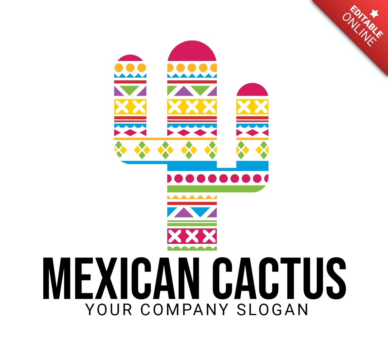Modello di logo con cactus messicano